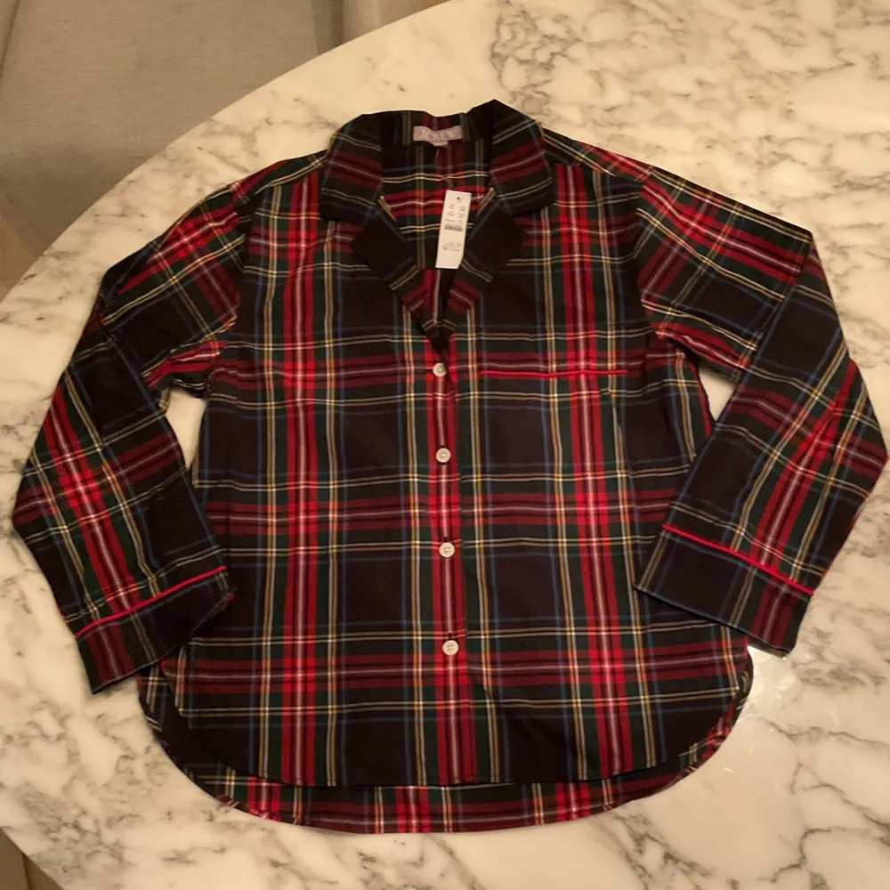 NWT J crew Pajama pant top only in Stewart tartan cotton poplin Sz Small - Image 3