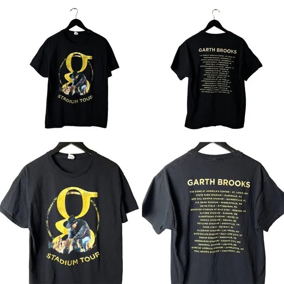Garth Brooks Stadium Tour T Shirt Medium M Black Graphic Tee - Image 2