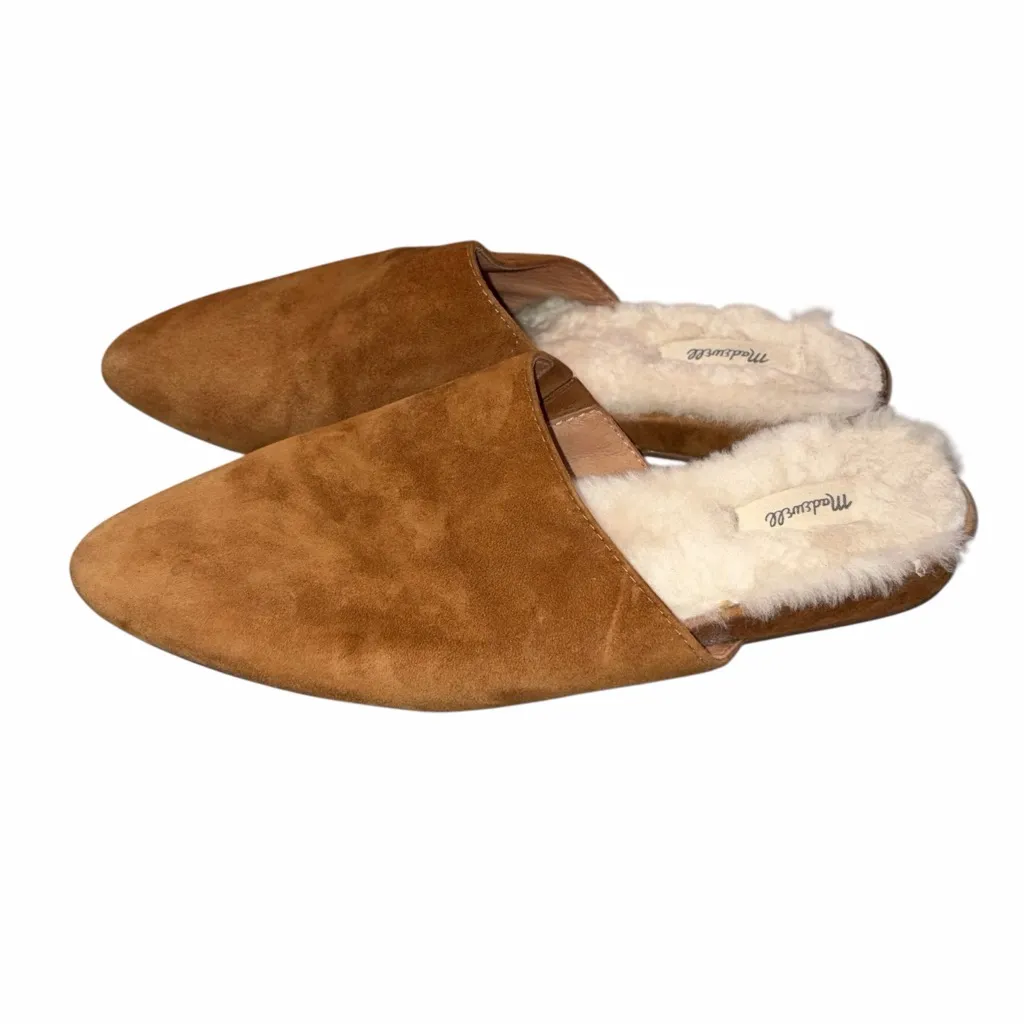 Madewell The Suede Kasey Mule In Faux Shearling size 6.5  style NB286 - Image 3