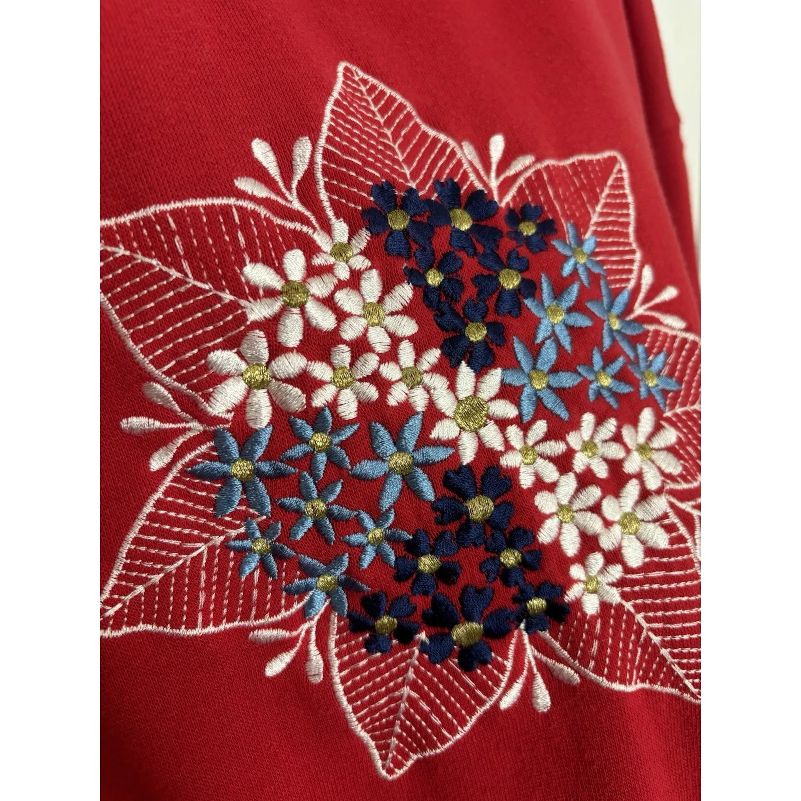 VTG 90s Red Crewneck Sweatshirt Women’s XL Red Grannycore Christmas Holiday - Image 5