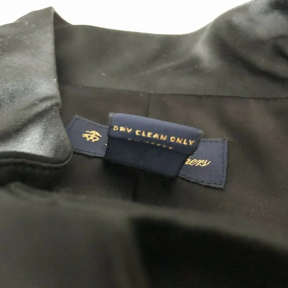 Brooks Brothers Womens Jacket Wool Blend Stretch Pleated 3/4 Sleeve Black 12P - Image 4