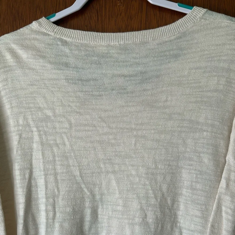 🔴MOTH ANTHROPOLOGIE size M heather ivory 3/4 dolmen sleeve knit top/sweater - Image 12