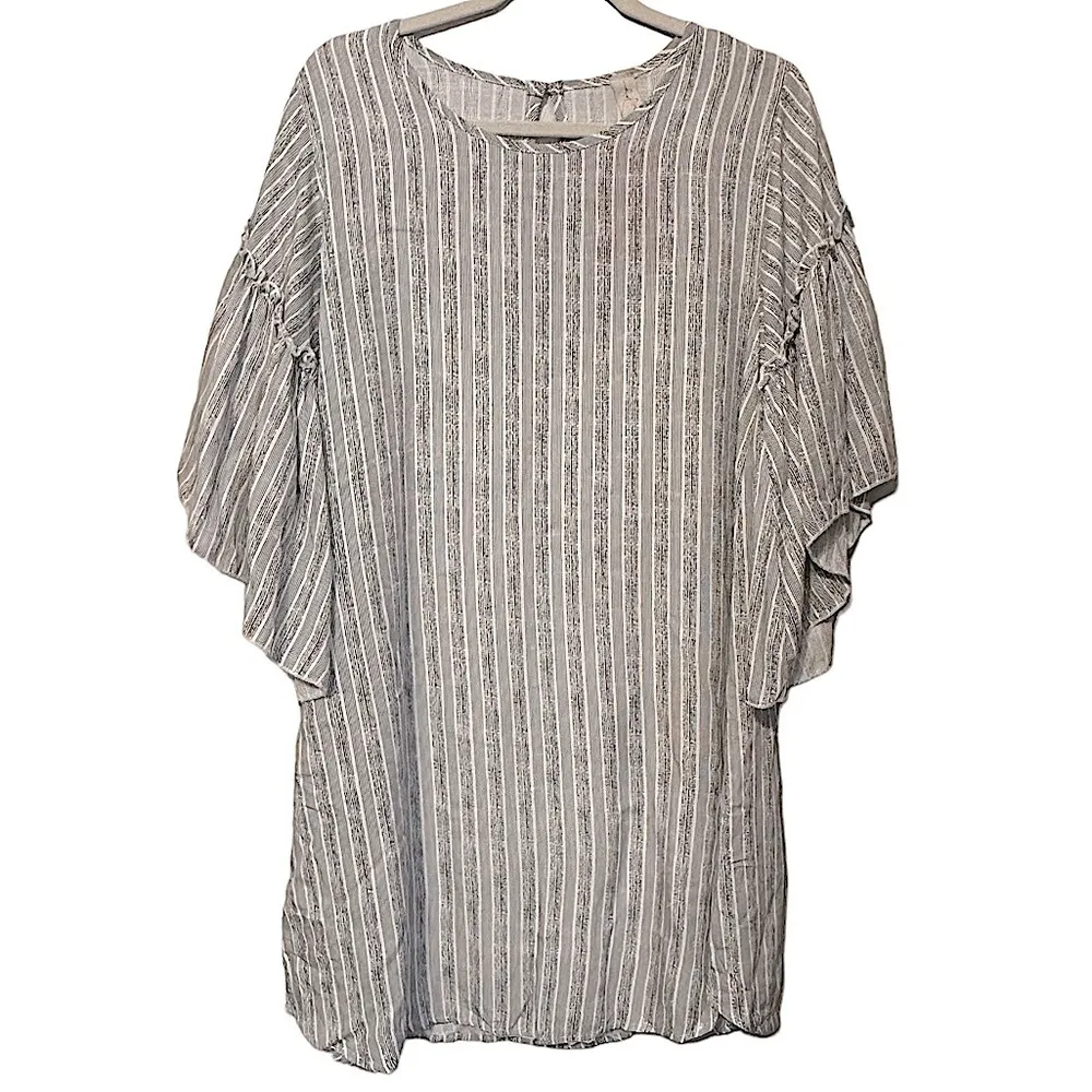 Allison‎ Joy Evereve Black White Ruffle Sleeve Striped Dress NWT Large K4898 - Image 3