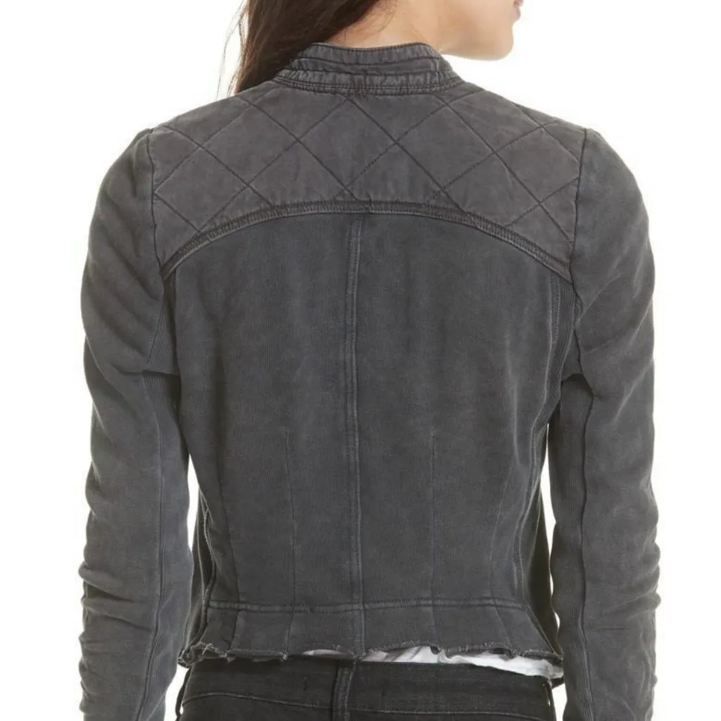 Free People Cotton Shrunken Moto Jacket - Image 2