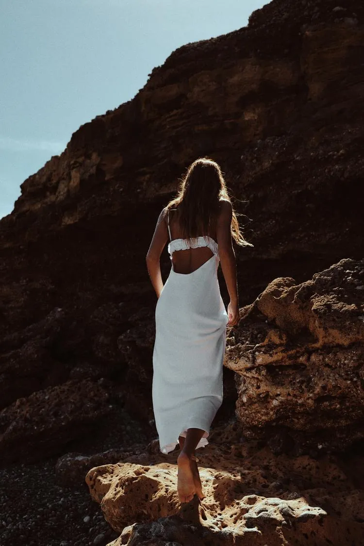 dress white midi ruffled satin lingerie inspired bodycon fitted wedding - Image 14