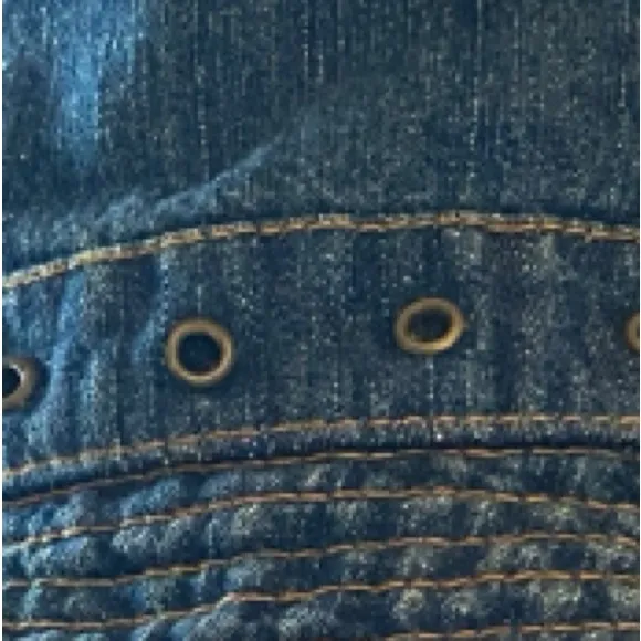 Vintage 90s L.e.i Jean bucket Hat denim cap brass Grommets streetwear grunge Blue - Image 11