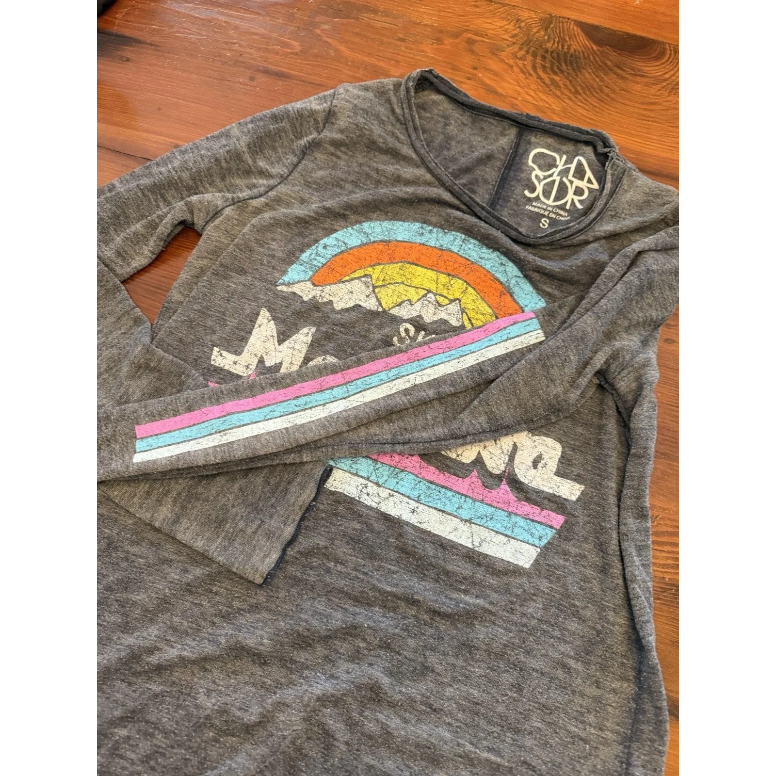 Chaser Grey Ski Ski Long Sleeve Tee Sz S - Image 8