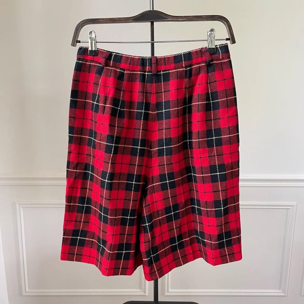 Vintage Pendleton Authentic Wallace Plaid Walking Shorts Front Pleat Bermuda 8 S Red - Image 6