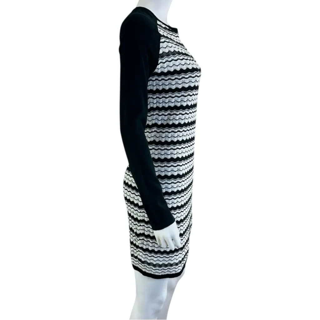 TRINA TURK Black Striped Knit Mini Dress Size S - Image 2