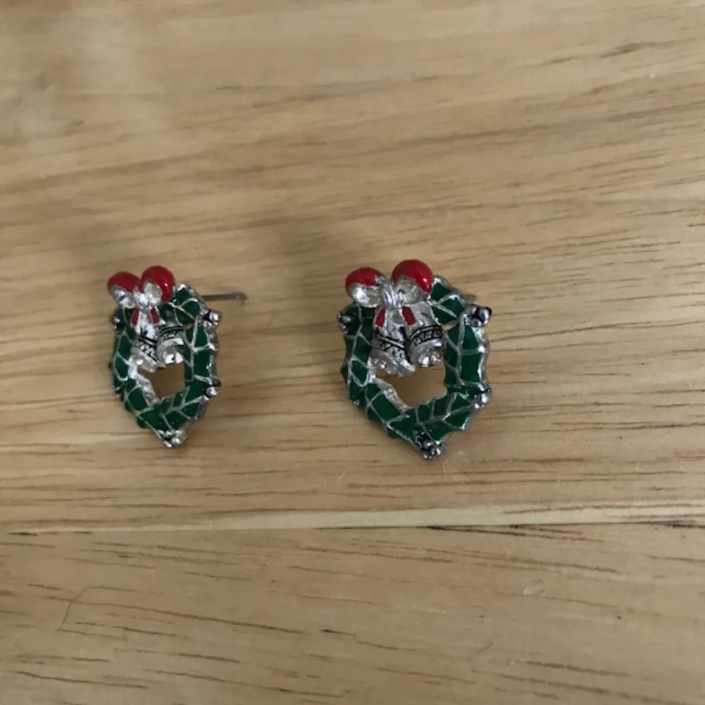 Christmas Wreath Jingle Bells Earrings Vintage - Image 4