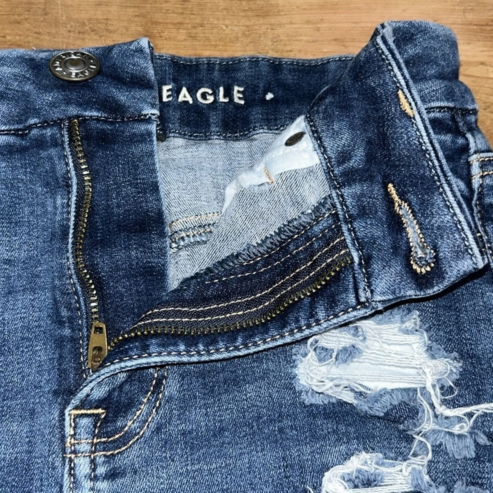 Juniors American Eagle Next Level Stretch Jean Shorts Size 0 - Image 10