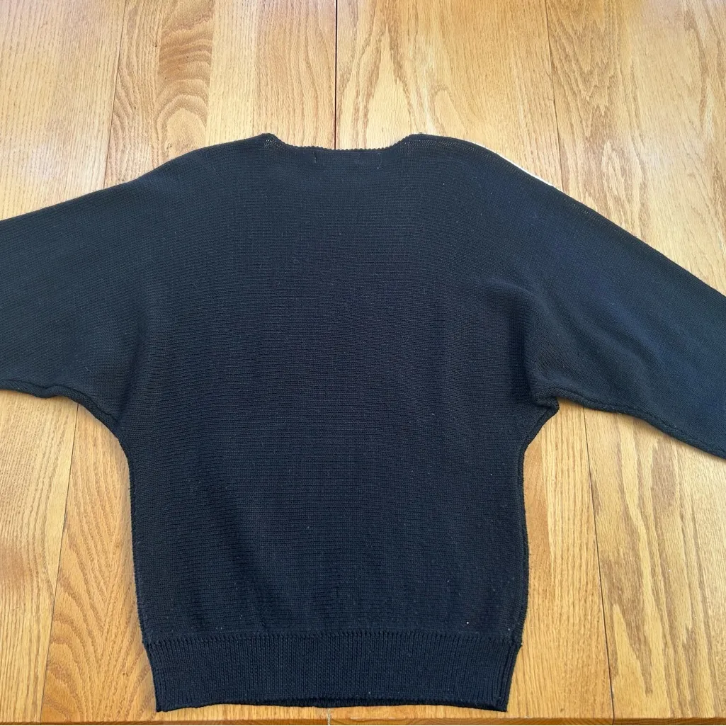 Cezanne Vintage 80’s Sweater Black Gold Geometric Pattern Pullover Size Large - Image 7