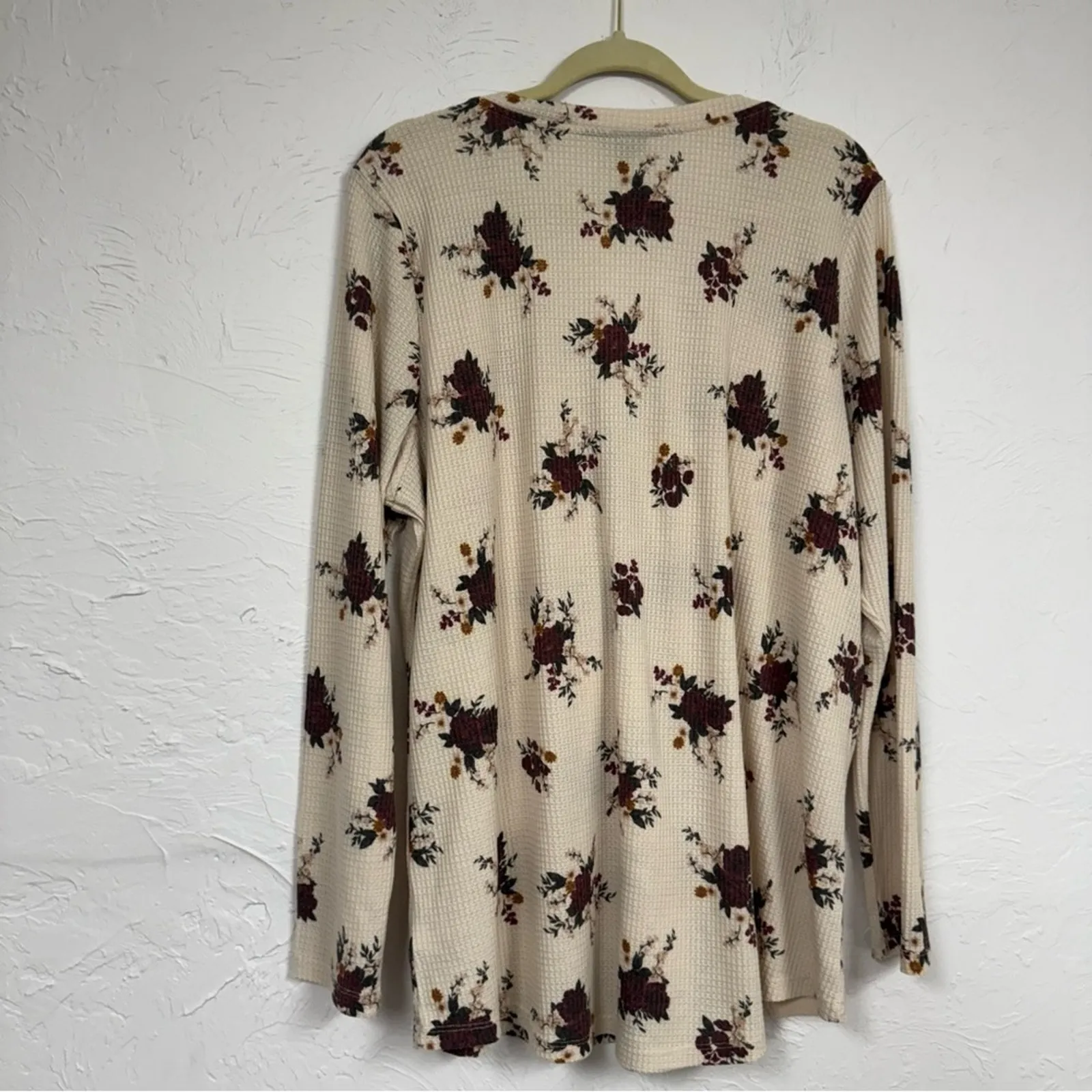 Torrid Cream Floral Thermal Sweater Womens 3X Waffle Knit Fall Boho Snap Up Top - Image 9
