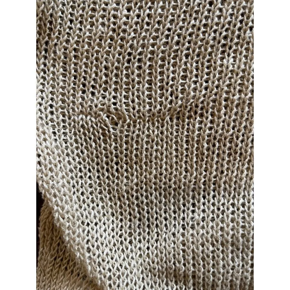 Robert Rodriguez Beige Linen Open Knit‎ Round Neck Pullover Sweater Size M - Image 10