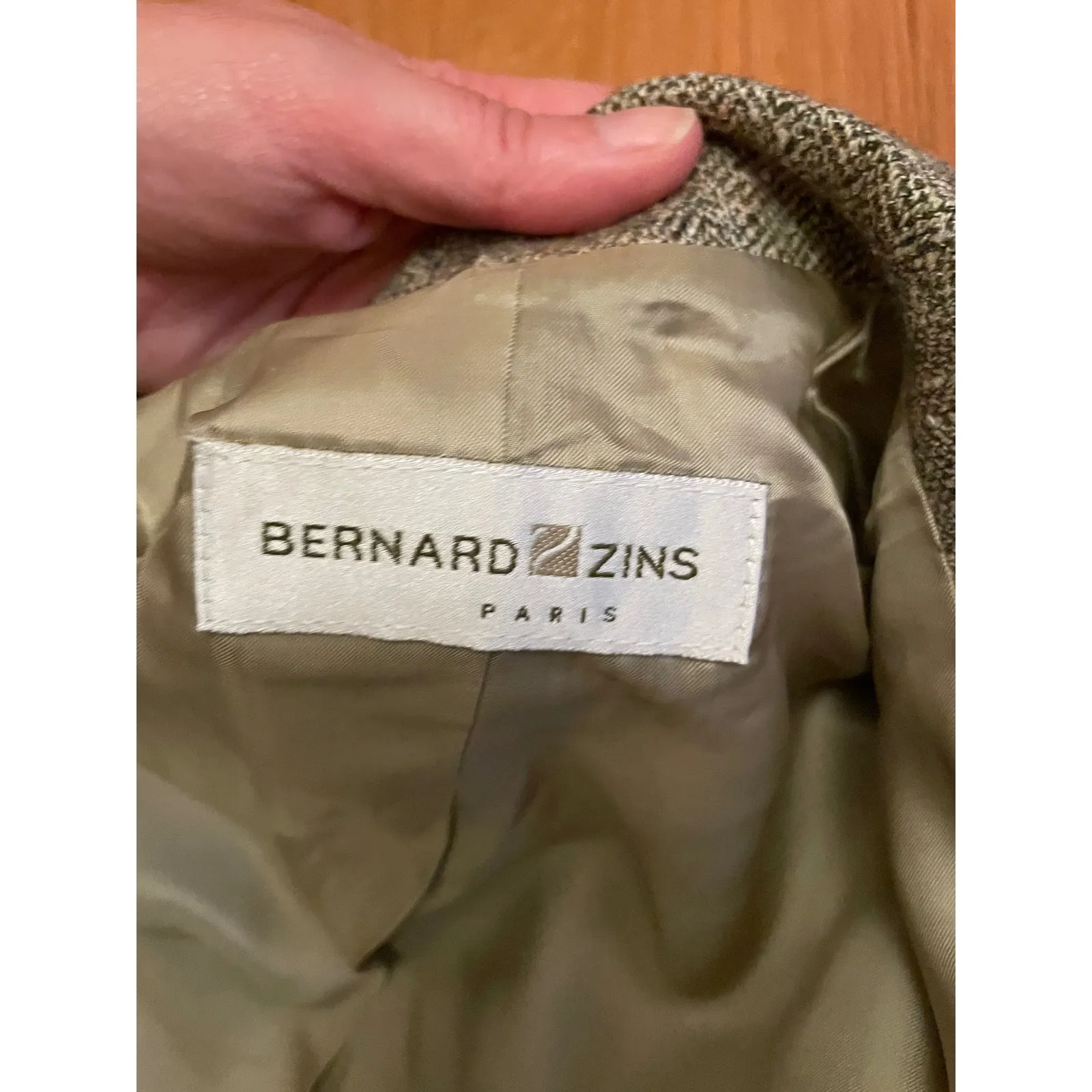 Vintage Bernard Zin Paris‎ Blazer Women Brown Tweed Wool size 12 Tan - Image 2