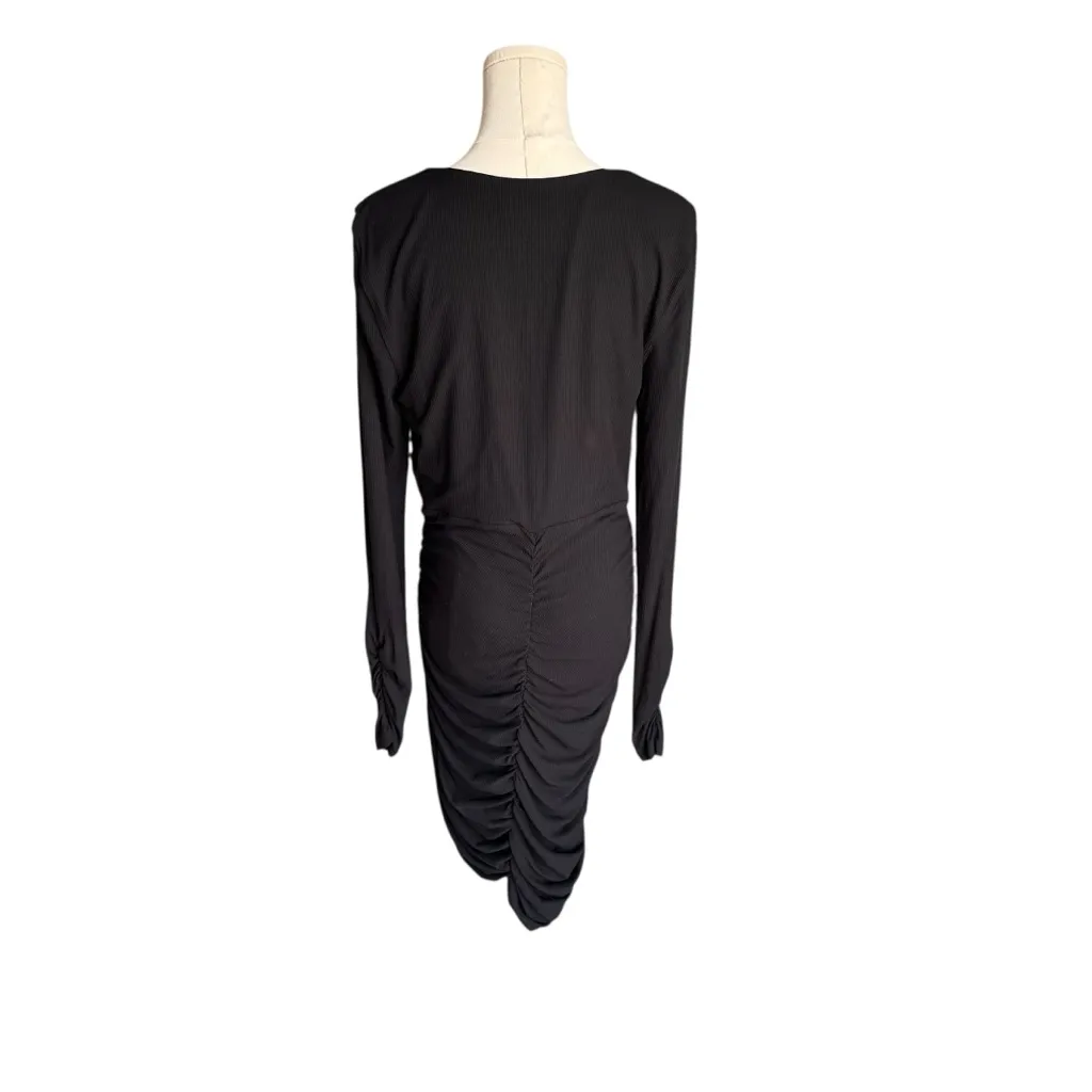 Majorelle - Long Sleeve Ruched Midi Dress Black Sz XL - Image 4