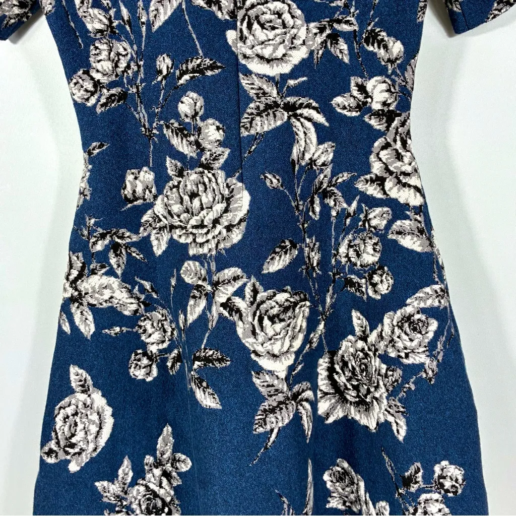 Oscar de la Renta Rose Printed Jacquard Dress Indigo White Medium NWT 25SN112DRJ - Image 15