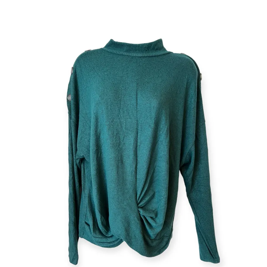 BCX‎ Juniors Size XL Hunter Green Boat Neck Twist Hem Sweater New With Tags - Image 2
