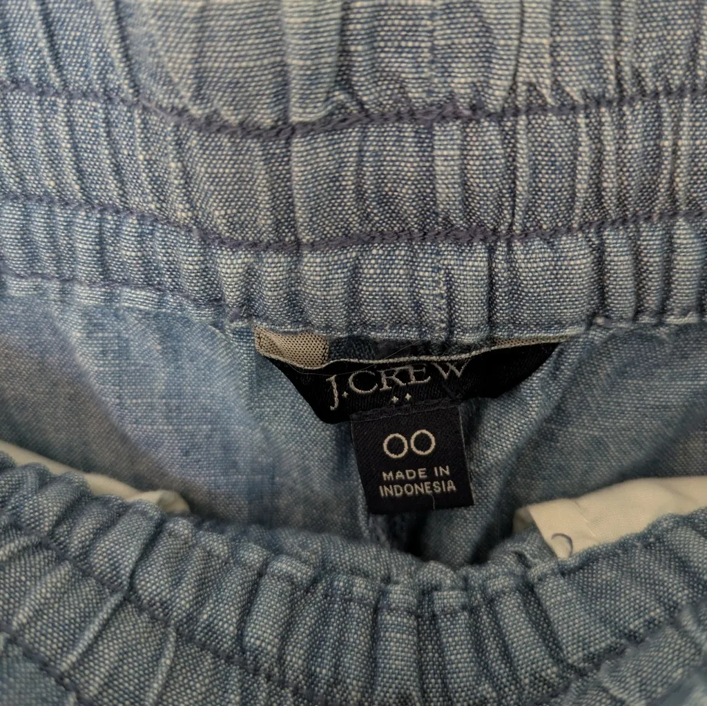 J. Crew Chambray Drawstring Pant Cotton Blue 00 - Image 4