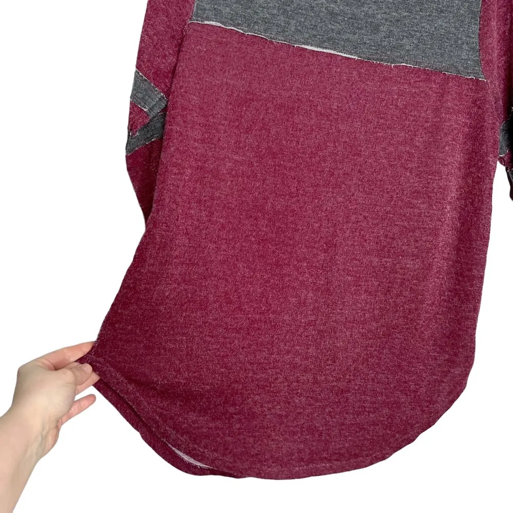 Tresics Maroon & Gray Varsity Striped Terrycloth Lined Knit Henley - Image 8