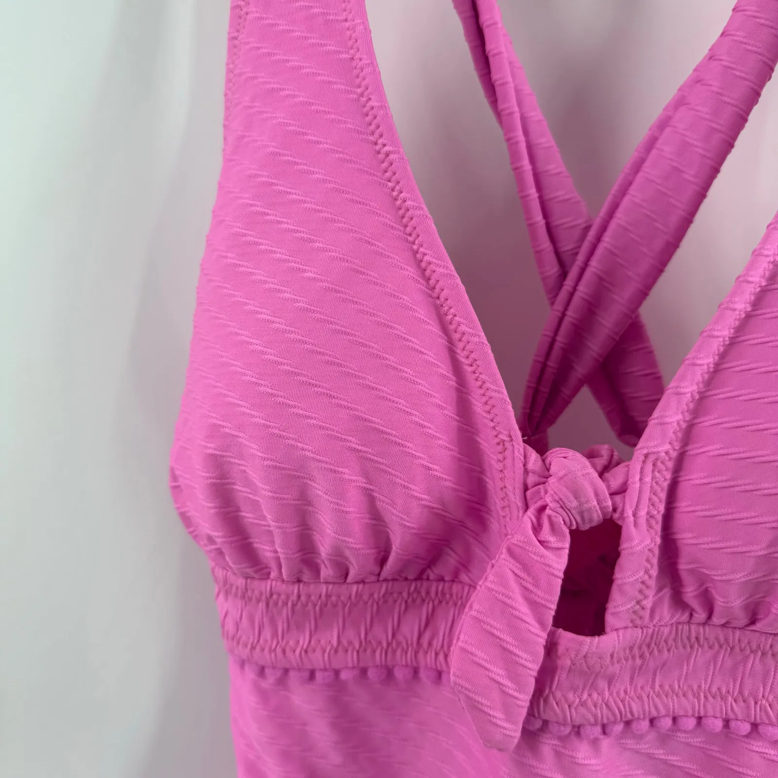 Jessica Simpson Tankini Top Size Small NWT Pretty in Pique Cross Back Pink Swim - Image 11