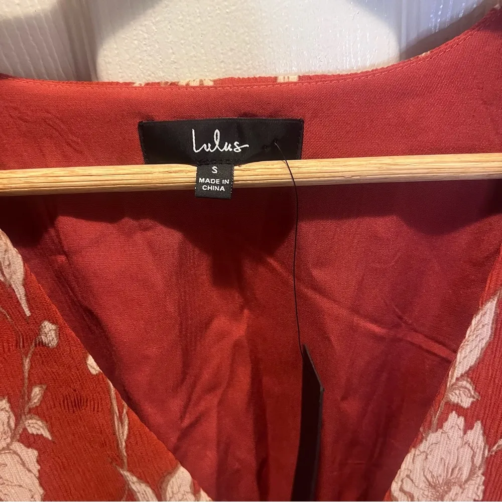 NWT lulus rust floral deep v dress - Image 7