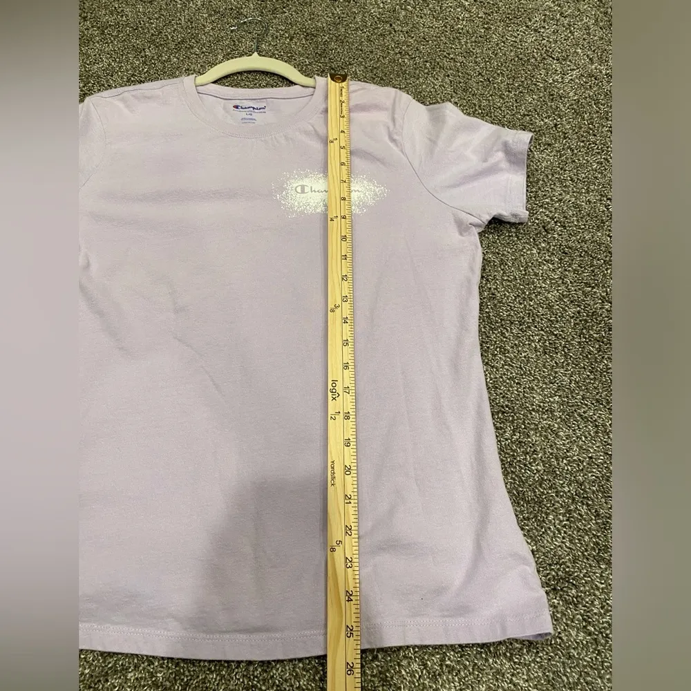 Champion Paint Splatter Logo Tee Purple - Image 4