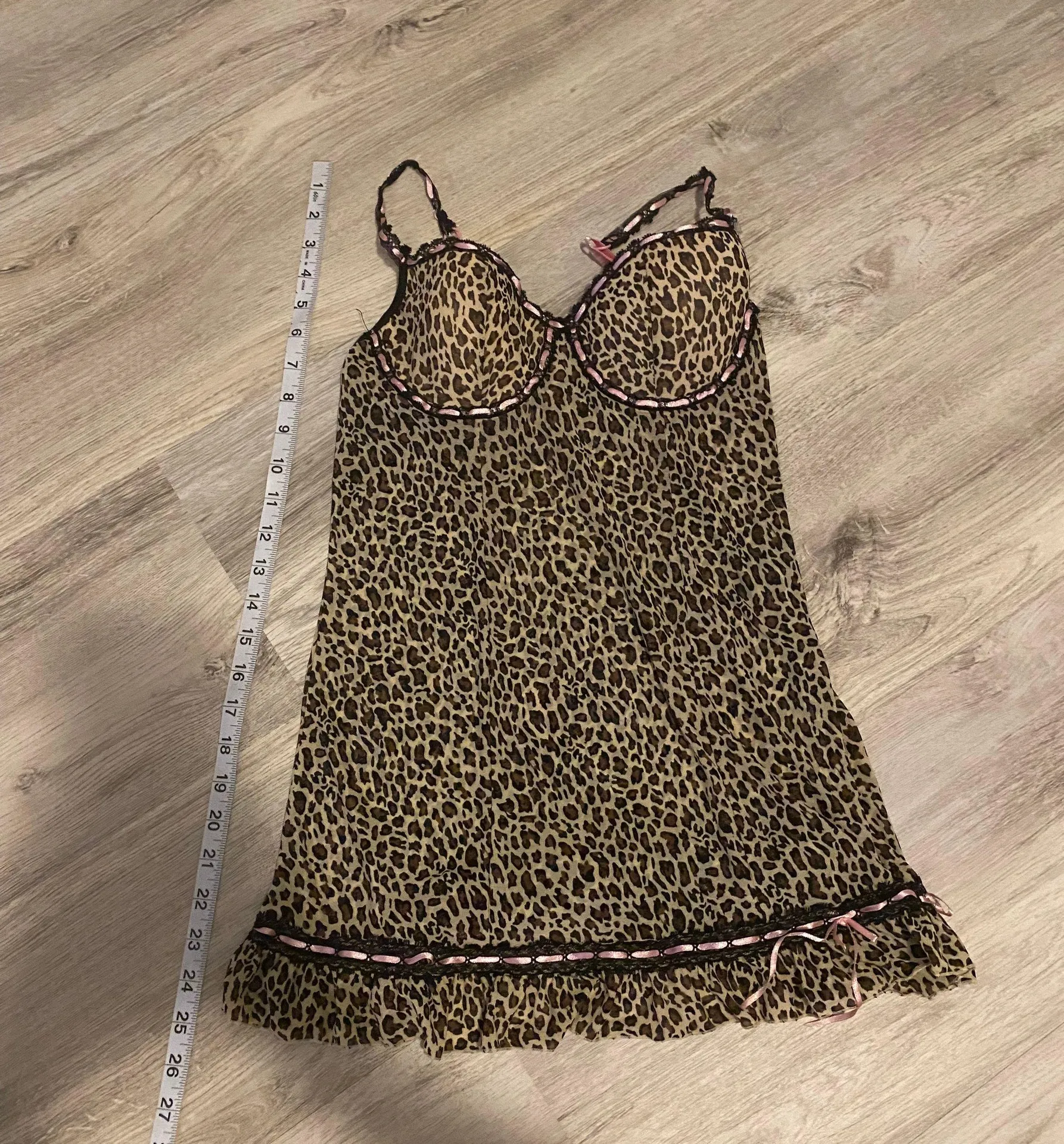Rampage pink and leopard print bustier babydoll mesh slip - Image 4