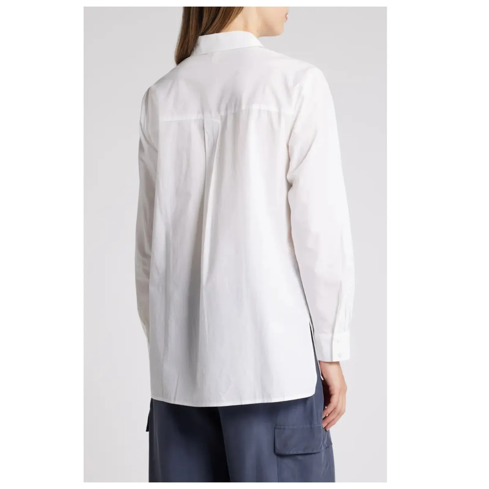 Eileen Fisher Classic Collar Easy Organic Cotton Button-Up Shirt Size PS - Image 3