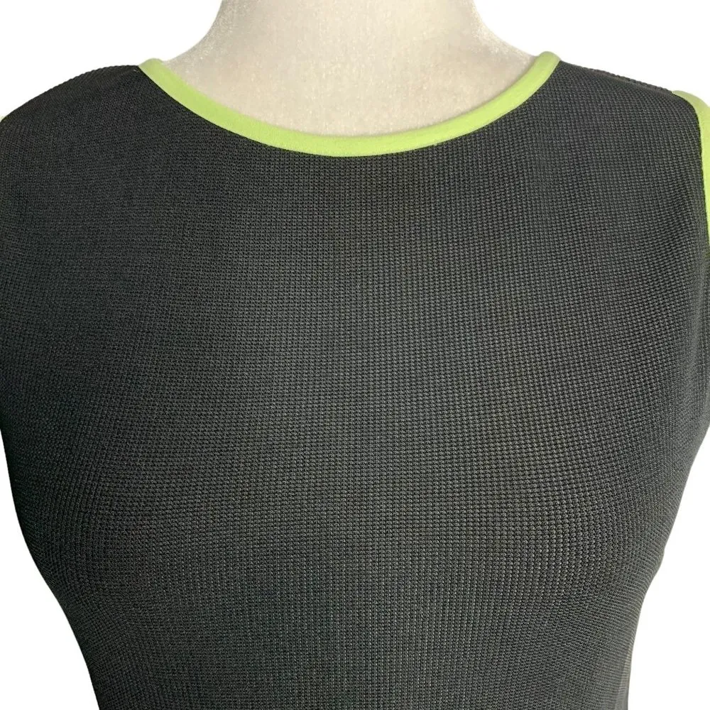 Vintage 90s Ronni Nicole Tank Top S Petite Black Beaded Strech Knit Sleeveless - Image 2