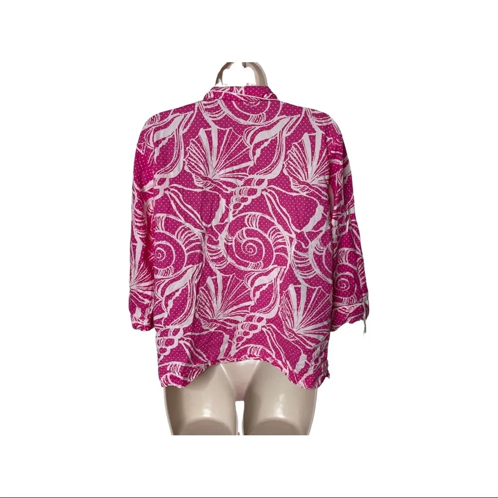 Lilly Pulitzer Seashell Dots White Pink Pajama top sz S - Image 2