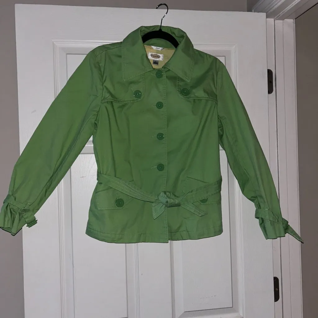 Talbots Stretch Pea Coat Jacket Size 8 Tie Waist Pistachio Size Medium - Image 8