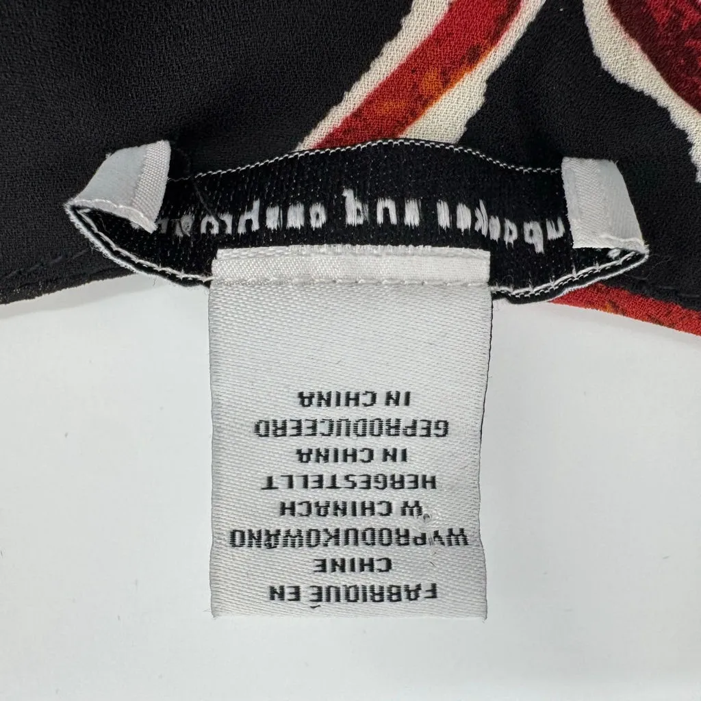 Cupcakes and Cashmere Black Red Floral Blouse XS Long Sleeve Chiffon - Image 4