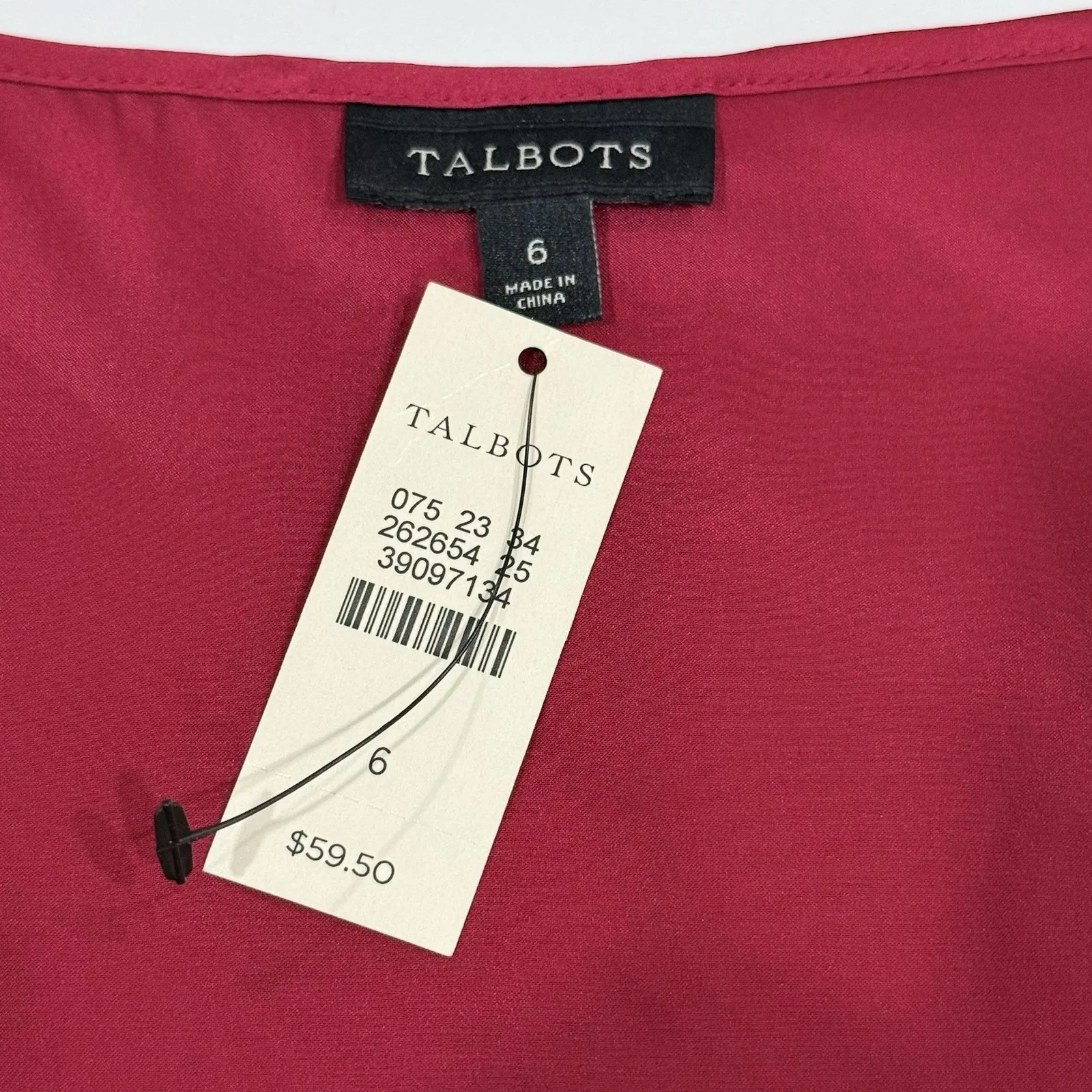 New Talbots Red Silk Top Women 6 S Sleeveless Shell Tank Xmas Party Layering - Image 2