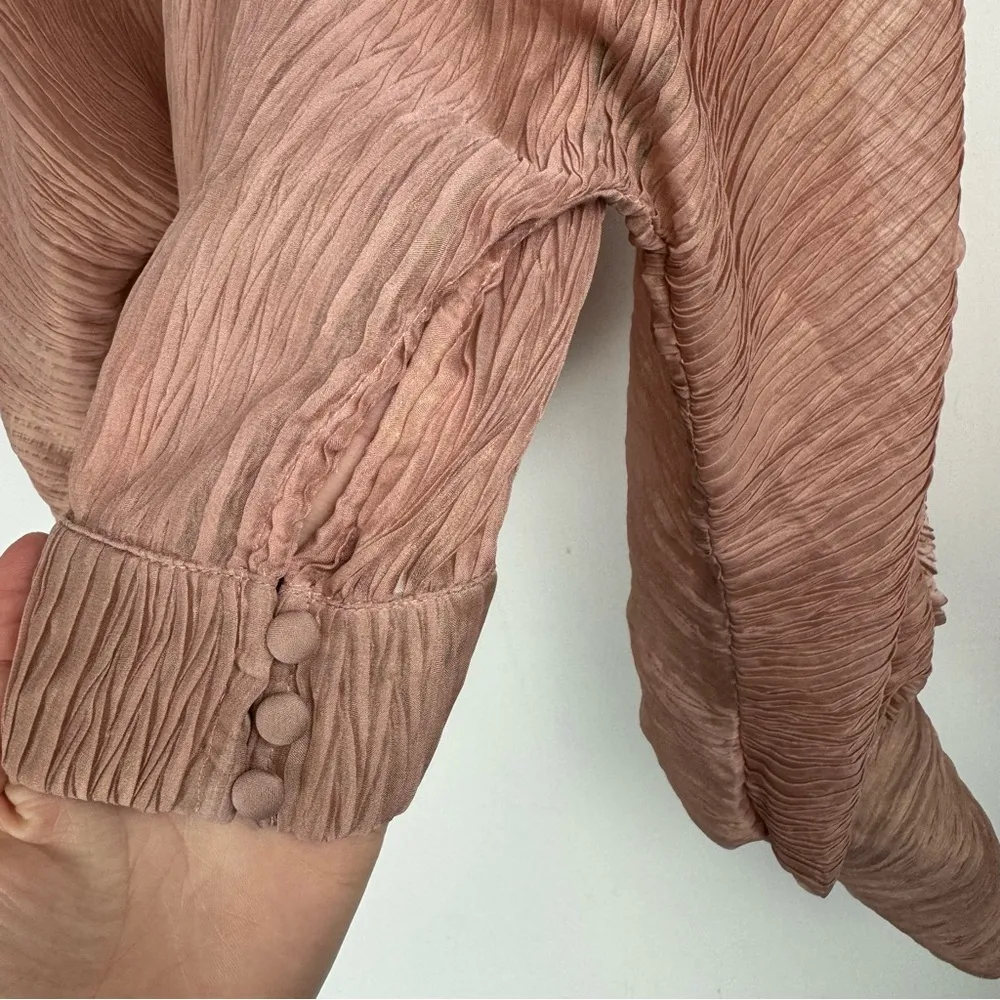 House of Harlow x Revolve Womens Blouse Top Sz XS Pink Pleated Balloon Sleeves - Image 15