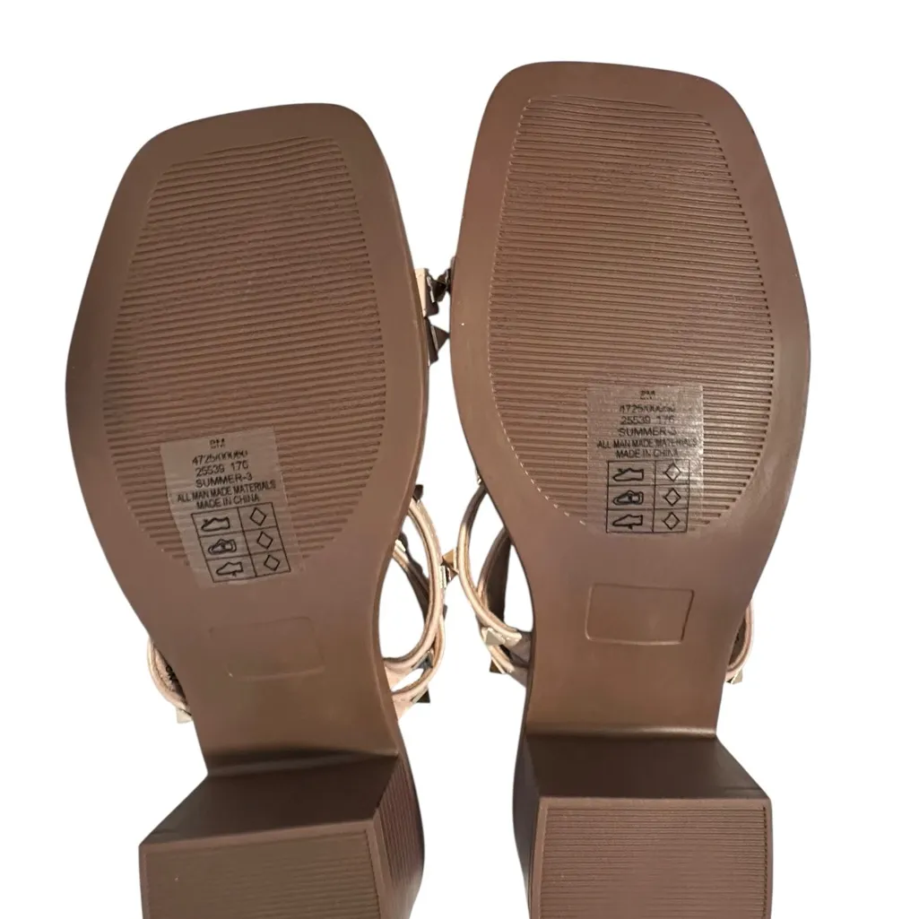 Pierre Dumas Blush Studded Sandals‎ with 2in Heel NWOT Size 8 Preppy HOCO - Image 4