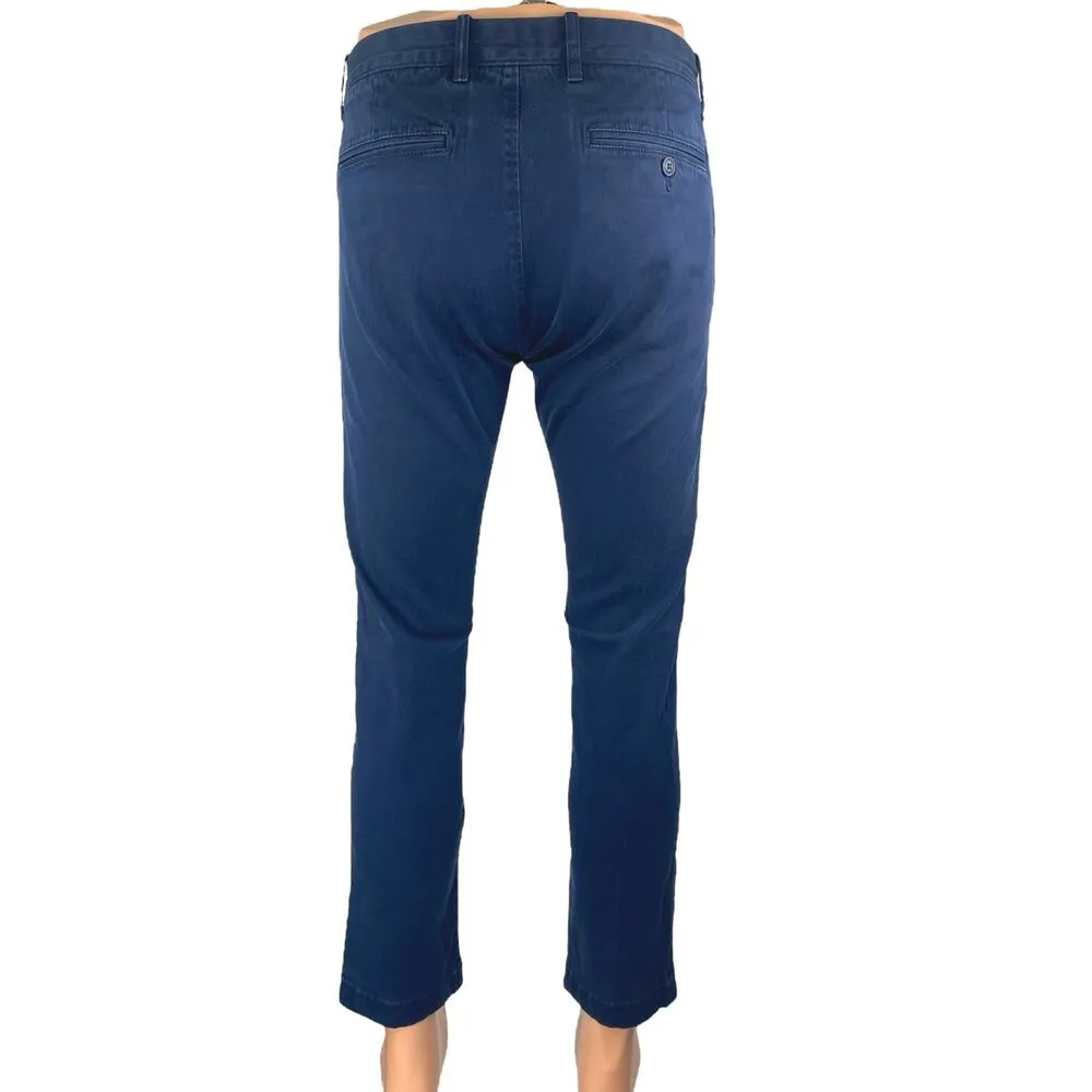 J.Crew Men's Blue Tapered Leg Mid Rise Slim Stretch Trousers Dress Pants Size 30 - Image 3