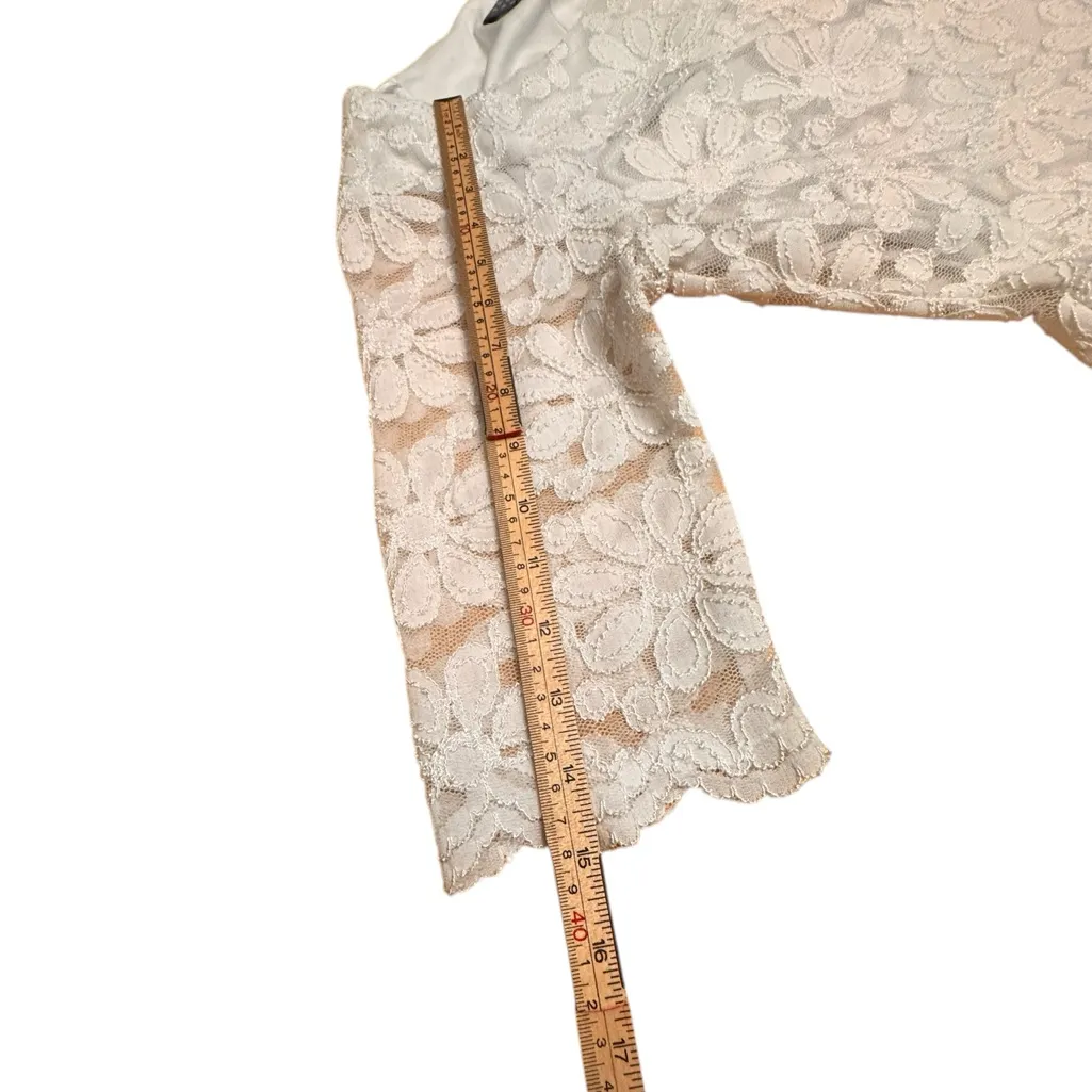 Rabbit Rabbit Rabbit Designs Adrianna Papell Ivory Lace Midi Dress Sz 8 Occasion - Image 7