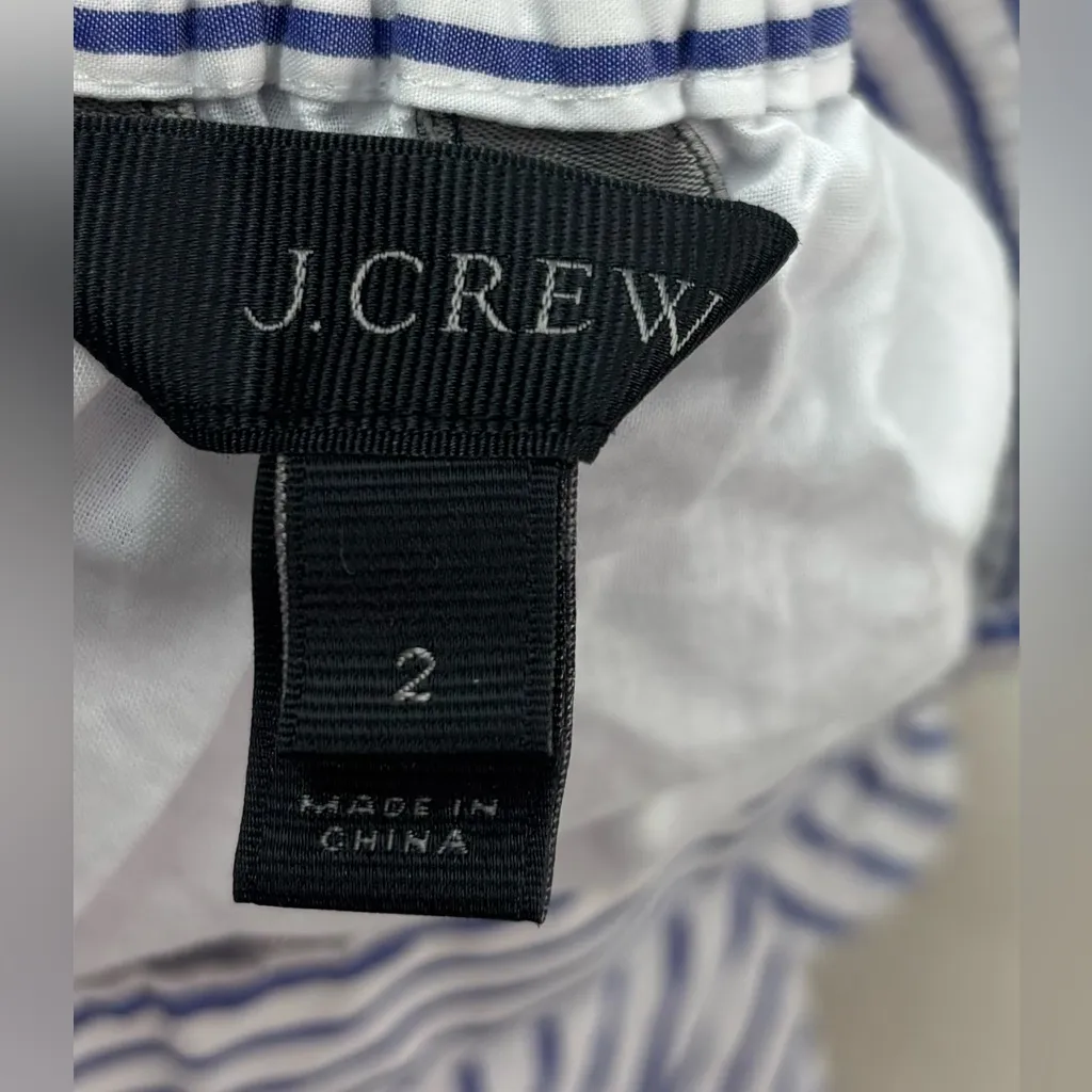 J. Crew 2 Layered Ruffle Lined Blue and White Striped Pocketed Mini Skirt - Image 6
