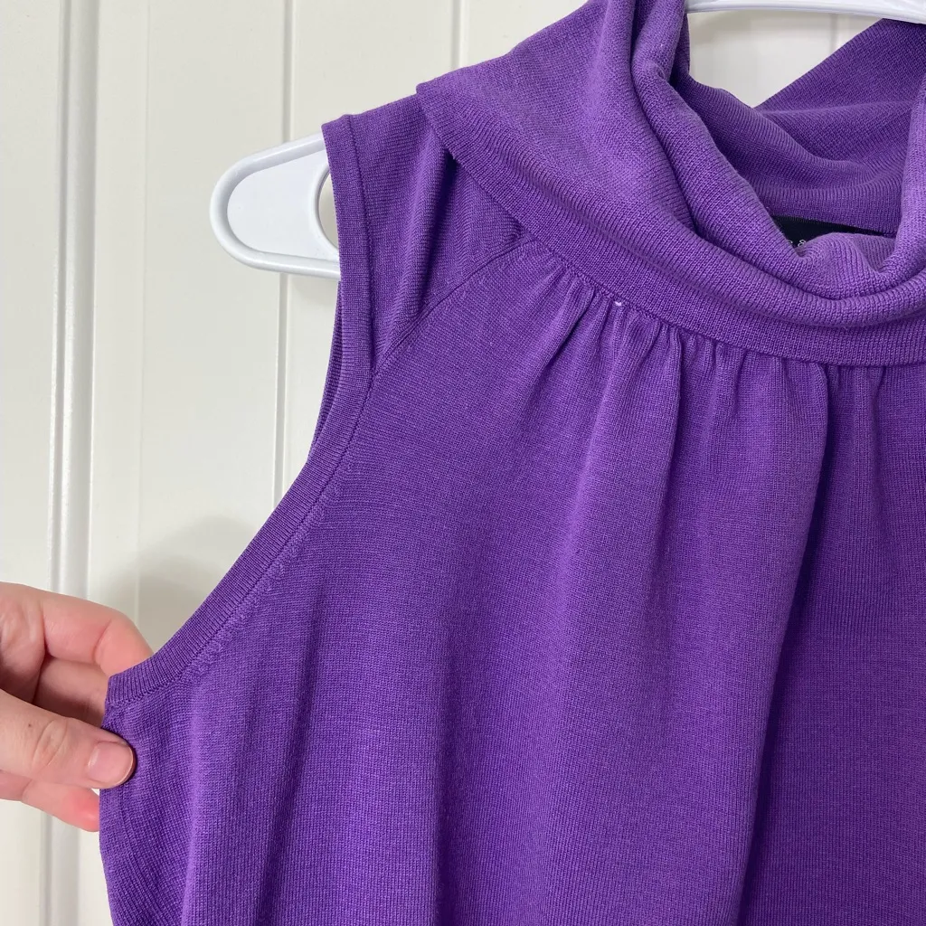 EUC Cable & Gauge women’s purple knit cowl sleeveless sweater‎ silk blend top L - Image 2