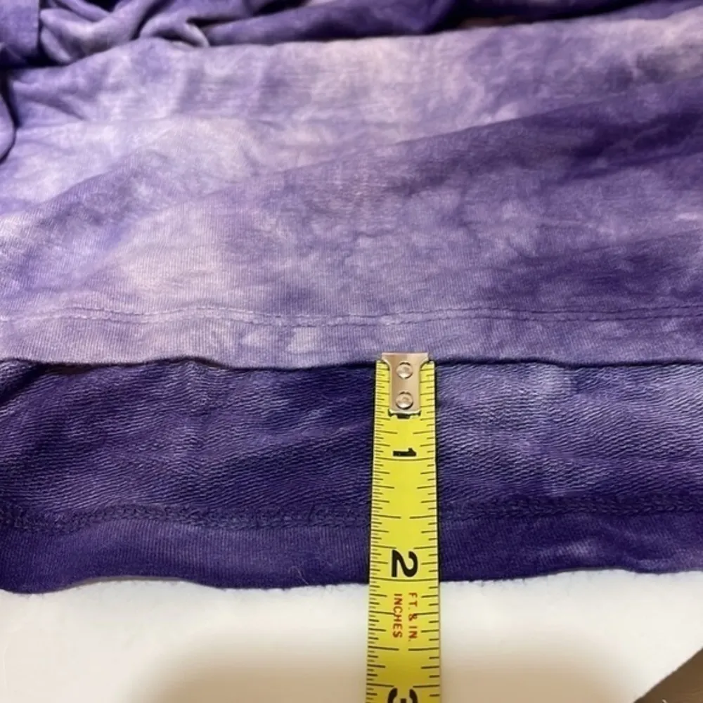 Baea Los Angeles tie dye hooded shredded cardigan purple white size Large - Image 4