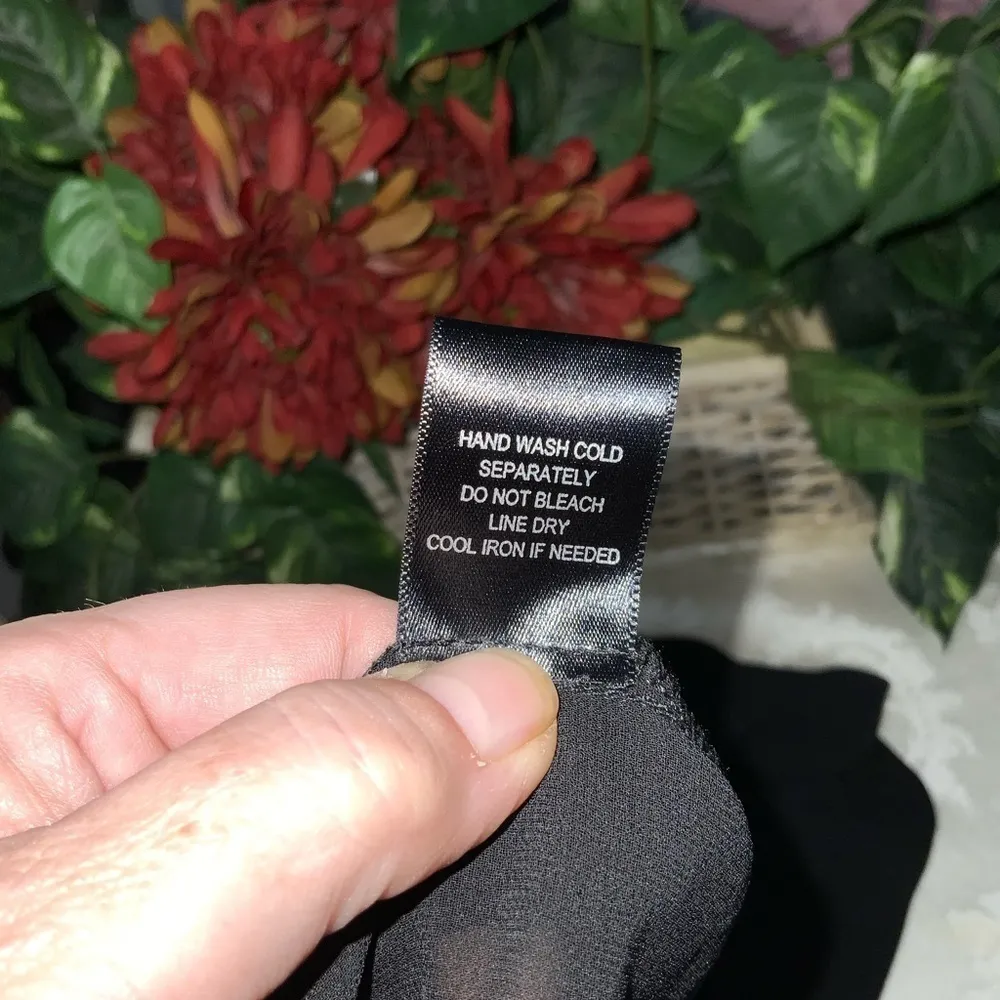 Anthropologie Ro & De Black Sheer Long Sleeve Flat Collar Modest Blouse Small - Image 11