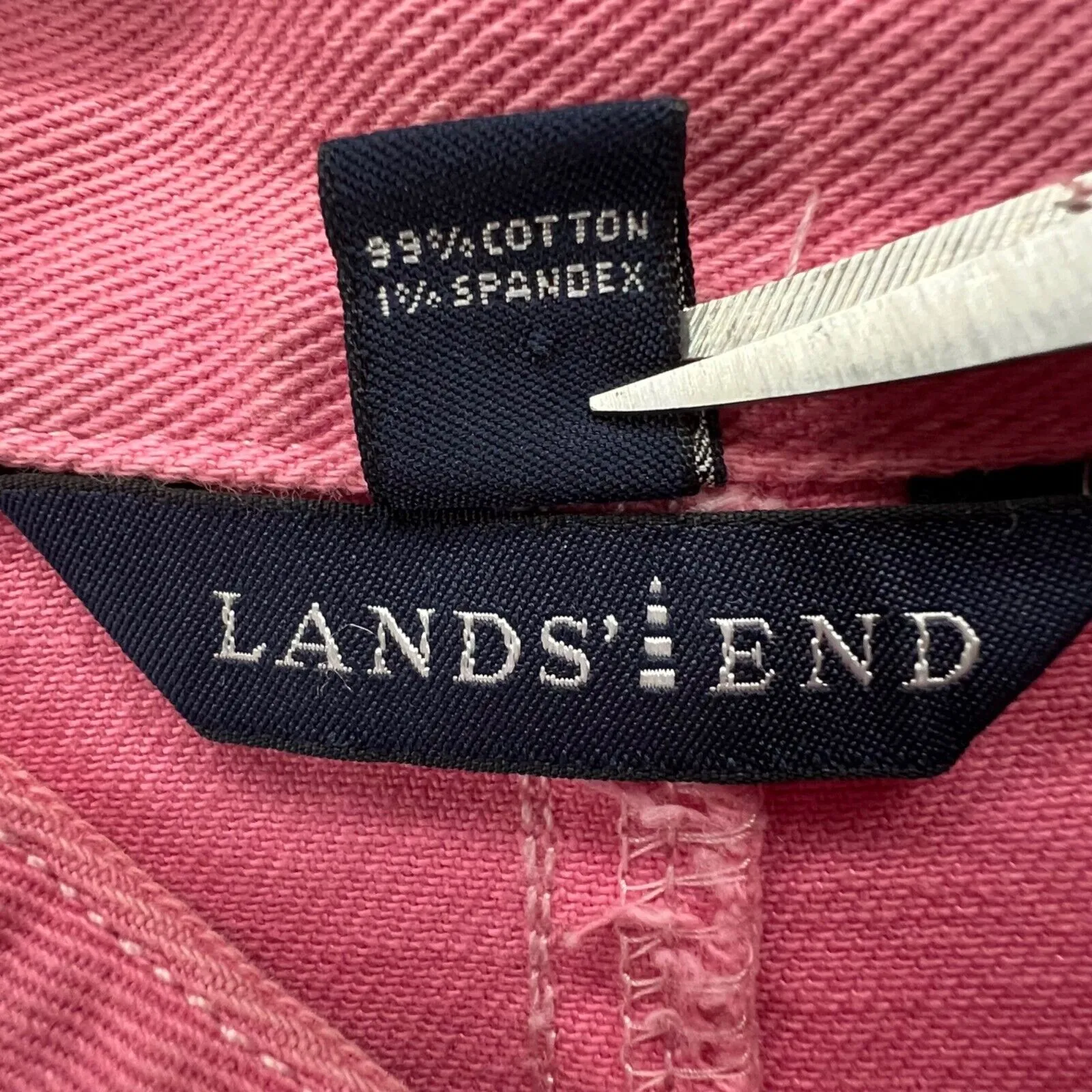 Lands End Jean Jacket Womens L Pink Denim Button Front Pockets Soft Girl Y2K - Image 10