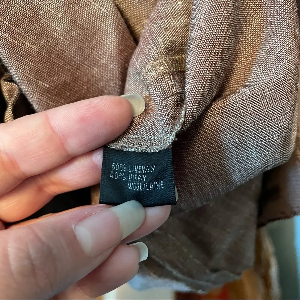 Lafayette 148 Wide Leg Linen Blend Crop Pants Size 4 Petite - Image 3