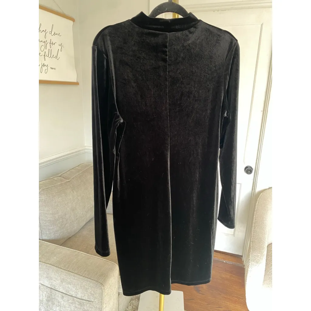 H&M Black Velvet Mini Dress Y2k 90s Coquette Romantic Date Night Bodycon Concert - Image 3
