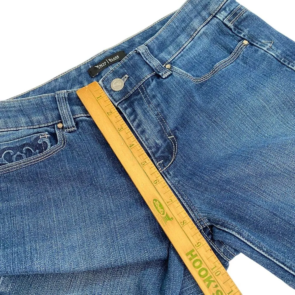 white house black market jeans Women's Sz 6 Capri Pockets Denim Pants Noir Style - Image 7