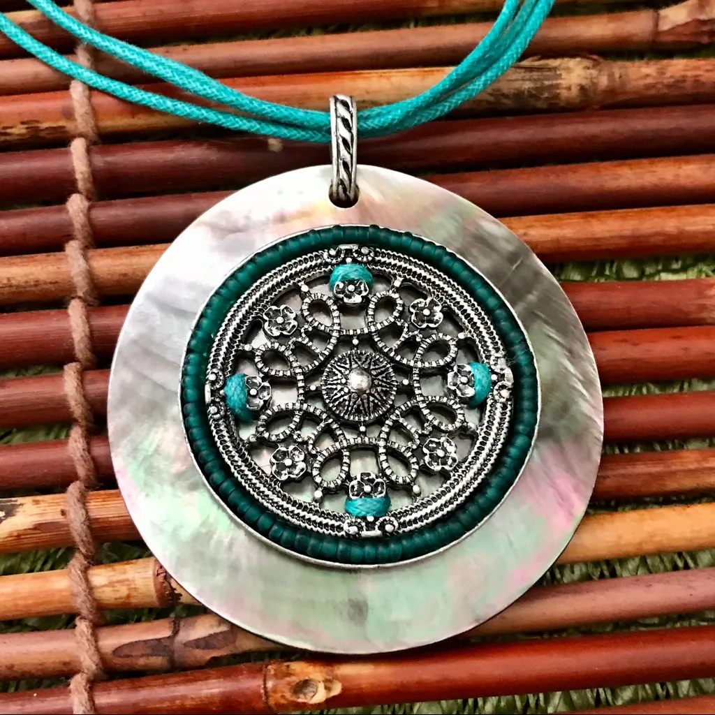 Coldwater Creek Three Strand Cord Shell Pendant - Image 3