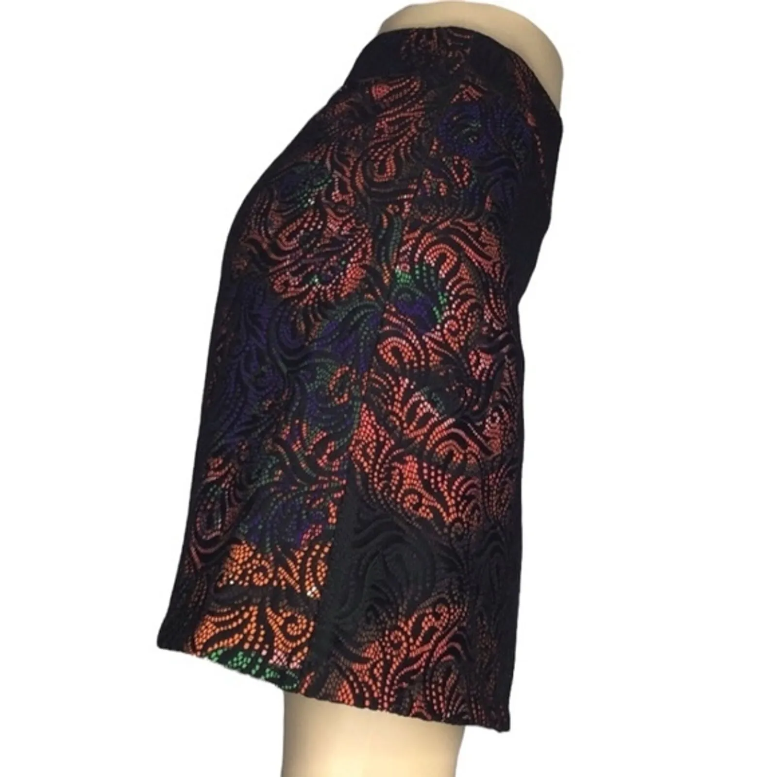 Desigual Skirt Women 2 Black Red Geometric Colorines A-Line Artsy Art to Wear - Image 4