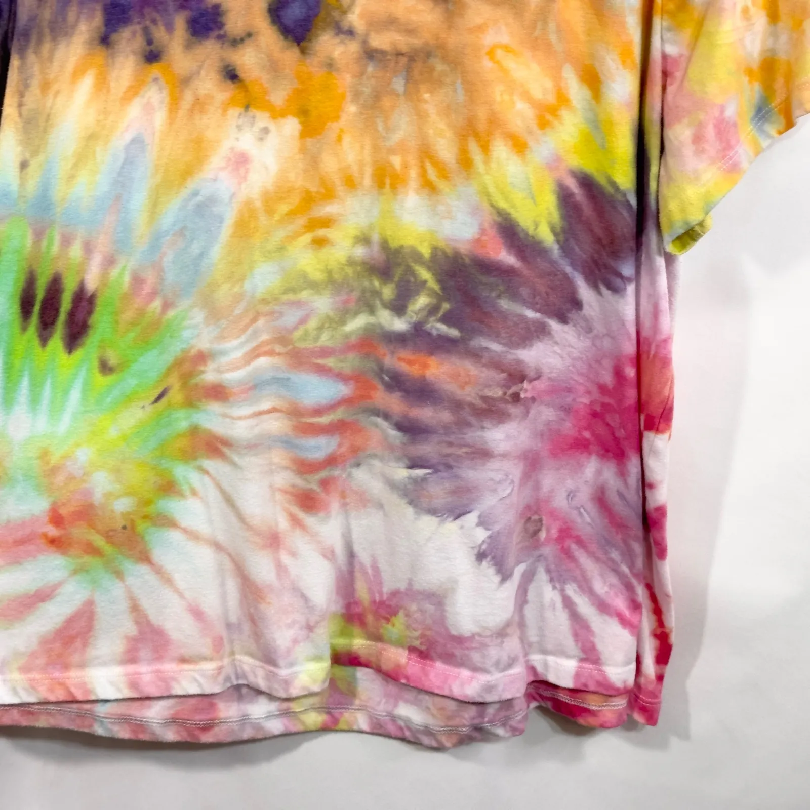 Woman Within Plus Size 22W 24W Top 1X Handmade Tie Dye Eyelet Short Sleeve 720 - Image 12