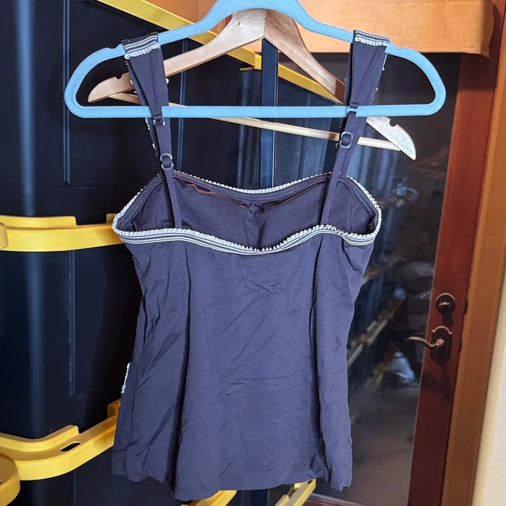 BECCA Floral Embroidered Lace Chocolate Brown Swimsuit Set Size Small - Image 10